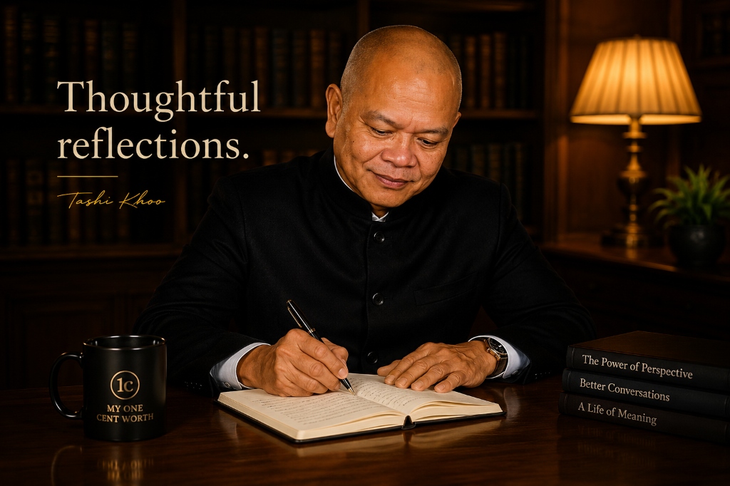 Tashi Khoo writing reflections in notebook