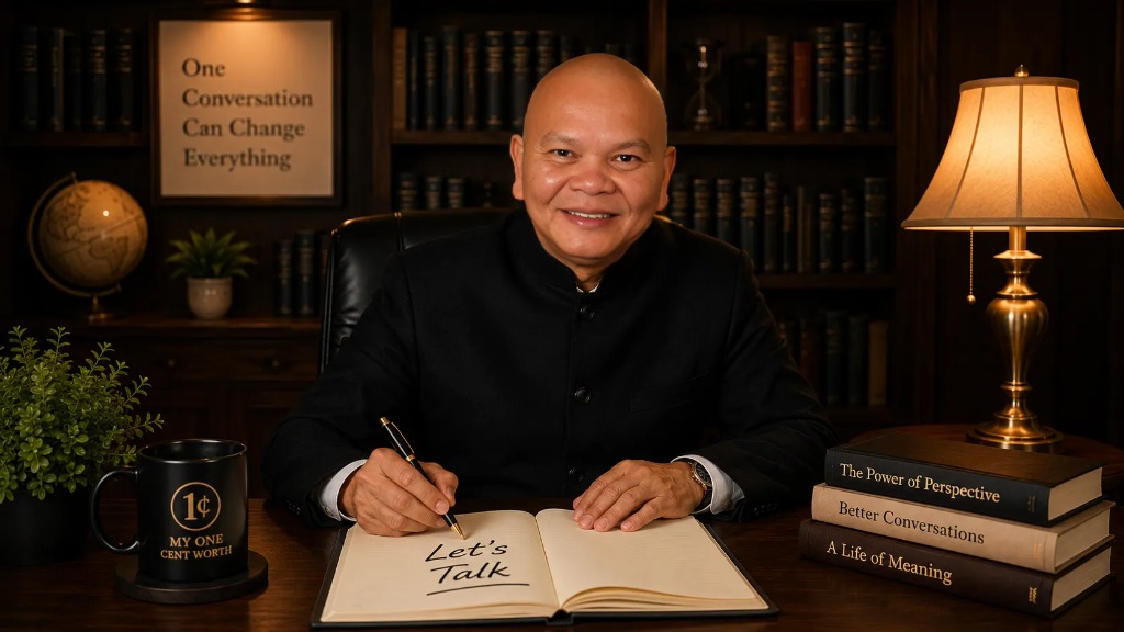 The Power of Listening The Power of Listening — Tashi Khoo at his desk in a warm library setting